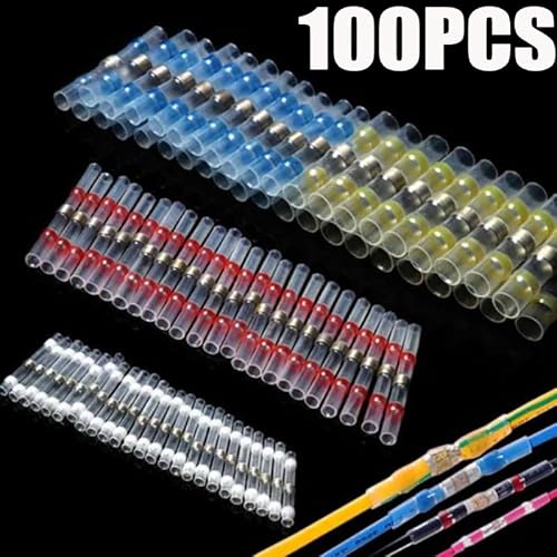 100pcs Waterproof Solder Seal Heat Shrink Butt Stress-free Wire Connectors Terminals Electrical Copper with Soldering Sleeve von IDUTQUMW