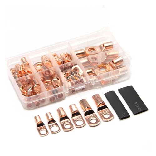 120Pcs SC6-SC25 Car Auto Copper Lug Ring Terminals Lugs Seal Crimp Connectors Heat Shrink Tubing Assorted Kit von IDUTQUMW