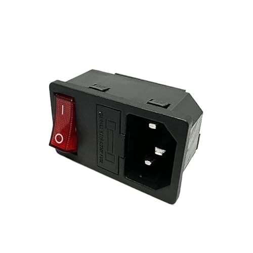1PC LZ-14-F15 3 Pins C14 AC Inlet Module Power Socket with 10A 5X20mm Fuse and Red 250V LED Rocker Switch von IDUTQUMW