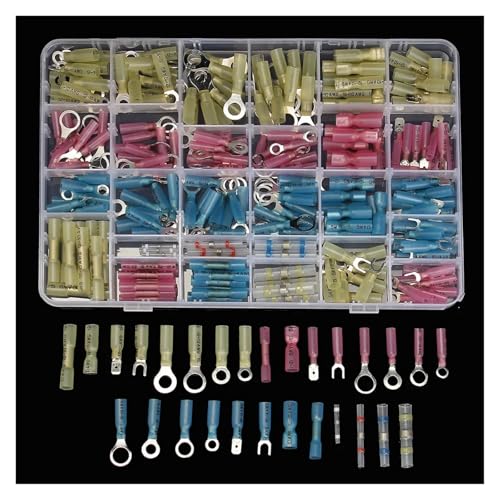 260pcs Assorted Heat Shrink Tube Terminal Assorted Wire Connectors Butt Marine Ring Fork Spade Crimp Terminal Sleeve Cable von IDUTQUMW