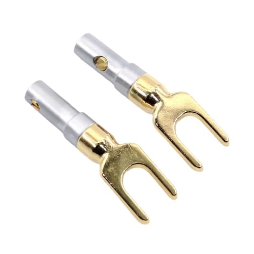 2Pcs Gold Plated Y/U Type Banana Connector Cable Wire Connector Screw Lock Fork Spade Banana von IDUTQUMW
