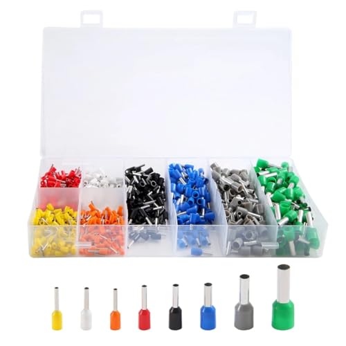 800 PCS Ferrules kit, Wire Ferrules Crimp Connector, Insulated Cord Pin End Terminal AWG 22-10 Kit,Great Assortment Ferrules von IDUTQUMW