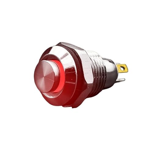 IDUTQUMW 1PC 10mm Metal Push Button Switch with Red LED Indicator Self-Reset Momentary 4 Pins High Head 1.8V von IDUTQUMW
