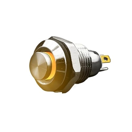 IDUTQUMW 1PC 10mm Metal Push Button Switch with Yellow LED Indicator Self-Locking Latching 4 Pins High Head 12-24V von IDUTQUMW