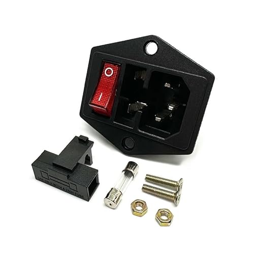 IDUTQUMW 1PC LZ-14-F12 AC Integrated 3 In 1 Red 250V Led Rocker Switch 10A Fuse 3 Pins Power Socket von IDUTQUMW
