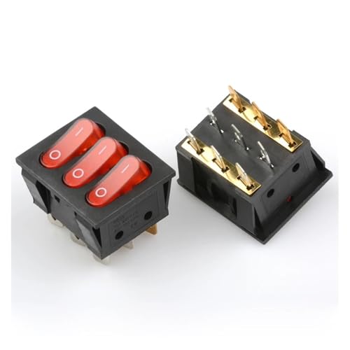 IDUTQUMW On-Off KCD3 9Pin Red 16A/250V AC Light Boat Car Rocker Switch KCD3 Triple Light Switch Button KCD3-303 von IDUTQUMW