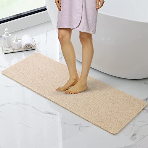 IDYFODOL Luffa Duschmatte, rutschfest, schimmelresistent, mit Duschschaum, PVC, maschinenwaschbar, Badematten für innen und außen, rechteckig, 100 x 40 cm, Beige von IDYFODOL