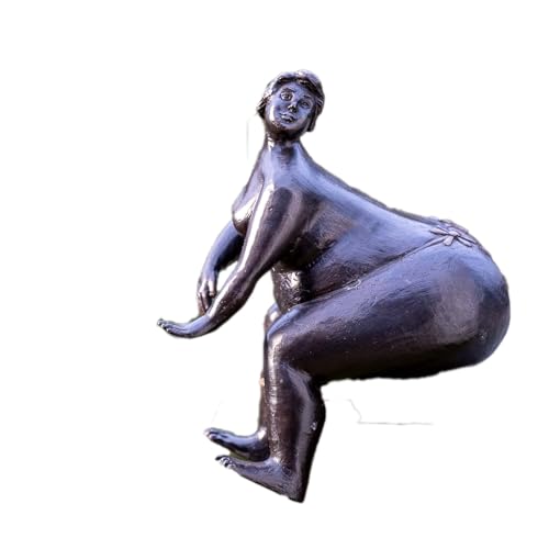 IDYL Bronze-Skulptur Dicke Lady 19x11x17 cm |Frau als Bronze-Figur handgefertigt | Gartenskulptur - Wohnbereich-Dekoration | Hochwertiges Kunsthandwerk | Wetterfest von IDYL