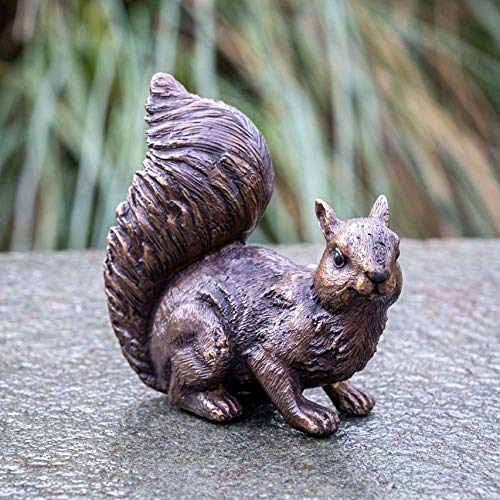 IDYL Bronze-Skulptur Eichhörnchen | 12x6x12 cm | Tierfigur aus Bronze handgefertigt | Gartenskulptur oder Teich-Dekoration | Hochwertiges Kunsthandwerk | Wetterfest von IDYL