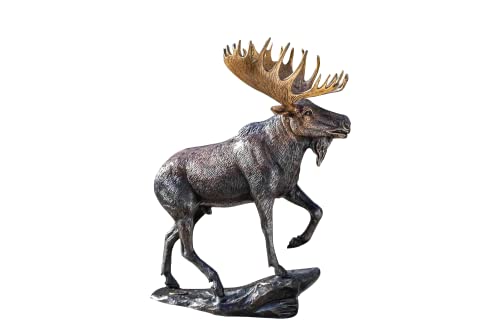 IDYL Bronze-Skulptur Elch |30x15x26cm |Tierfigur aus Bronze handgefertigt | Gartenskulptur oder Wohnbereich-Dekoration | Hochwertiges Kunsthandwerk | Wetterfest von IDYL