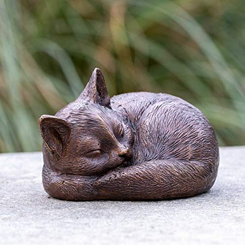 IDYL Bronze-Skulptur Schlafende Katze | 9x14x11 cm | Katze Tierfigur aus Bronze handgefertigt | Gartenskulptur oder Wohnbereich-Dekoration | Hochwertiges Kunsthandwerk | Wetterfest von IDYL
