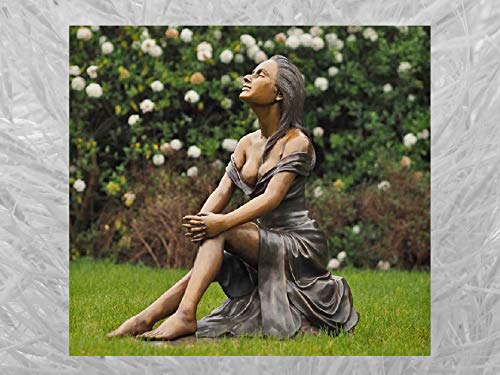 IDYL Bronze-Skulptur Sitzende Frau | 85x46x82 cm | Klassische Bronze-Figur handgefertigt | Gartenskulptur oder Wohnbereich-Dekoration | Hochwertiges Kunsthandwerk | Wetterfest von IDYL