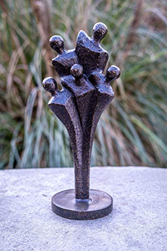 IDYL Bronze-Skulptur Skulptur Kleine Familie | 33x11x12 cm | Moderne Bronze-Figur handgefertigt |Gartenskulptur - Wohnbereich-Dekoration | Hochwertiges Kunsthandwerk | Wetterfest von IDYL