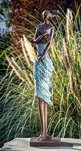 IDYL Bronze-Skulptur Violinistin | 98x20x15 cm | Moderne Bronze-Figur handgefertigt | Gartenskulptur - Wohnbereich-Dekoration | Hochwertiges Kunsthandwerk | Wetterfest von IDYL