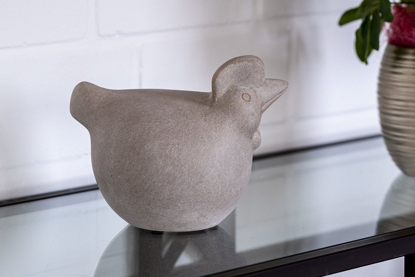 IDYL Dekofigur IDYL Moderne Skulptur Figur Sandsteinguss "Hahn", Moderne Figur "Hahn" in beige und grau von IDYL