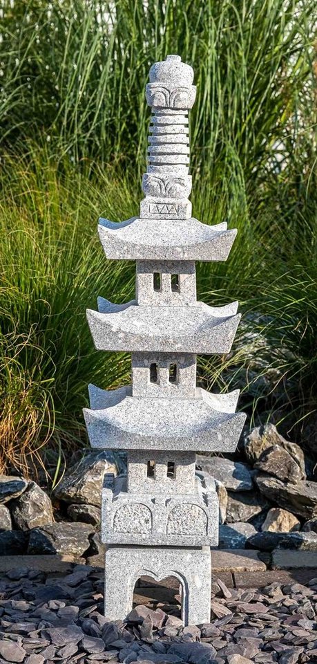 IDYL Gartenfigur Granit Pagoda 3-stöckig, Granit – ein Naturprodukt – sehr robust – witterungsbeständig gegen Frost, Regen und UV-Strahlung. von IDYL