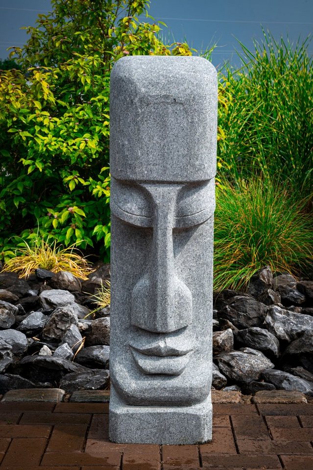 IDYL Gartenfigur Granitstein Osterinsel Kopf, Granitstein – ein Naturprodukt sehr robust – witterungsbeständig gegen Frost, Regen und UV-Strahlung. von IDYL