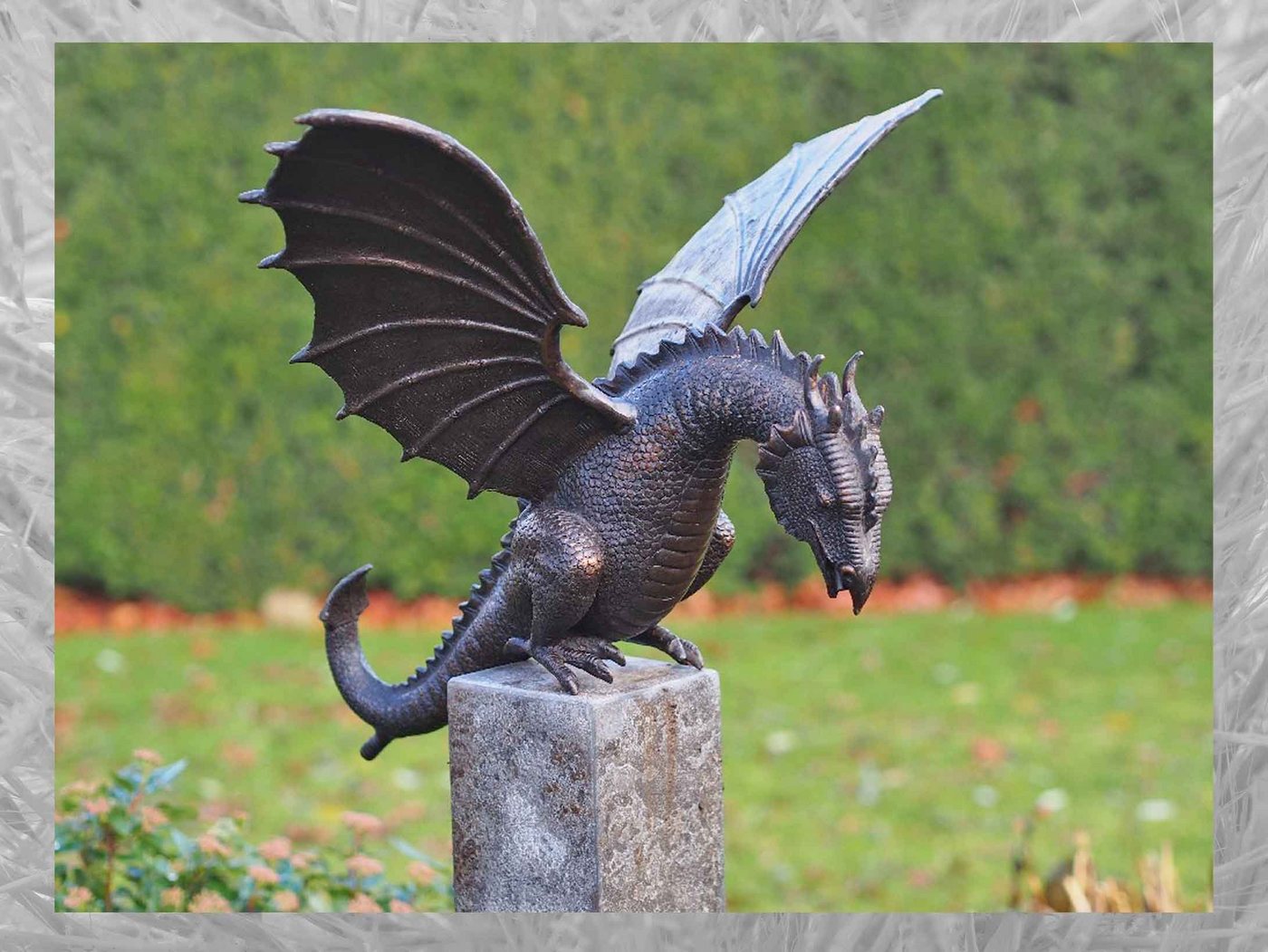 IDYL Gartenfigur IDYL Bronze-Skulptur Drachen-Brunnen wasserspeiend, Bronze von IDYL