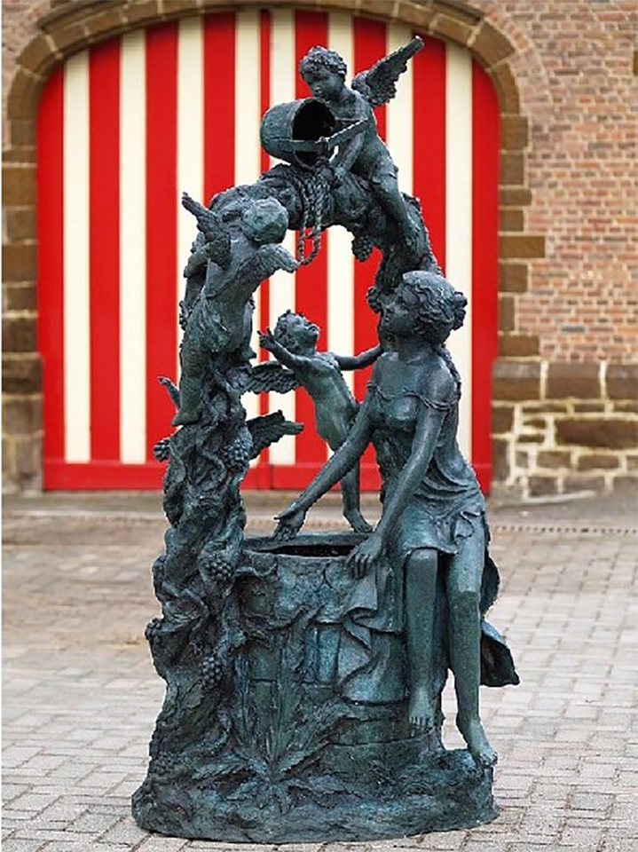 IDYL Gartenfigur IDYL Bronze-Skulptur Frau und Engel am Wasserbrunnen, Bronze von IDYL