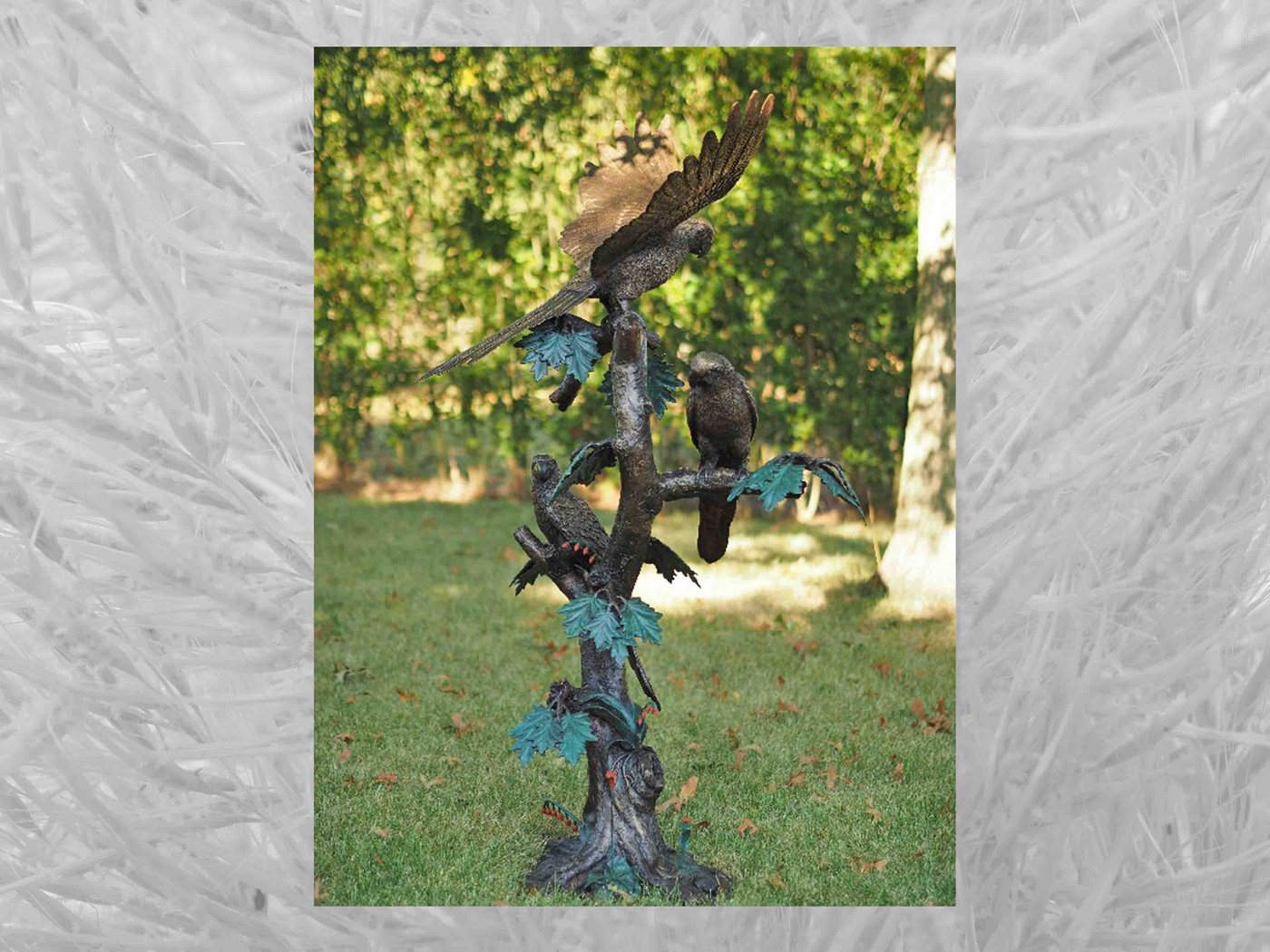 IDYL Gartenfigur IDYL Bronze-Skulptur Papagei auf Stamm, Bronze von IDYL