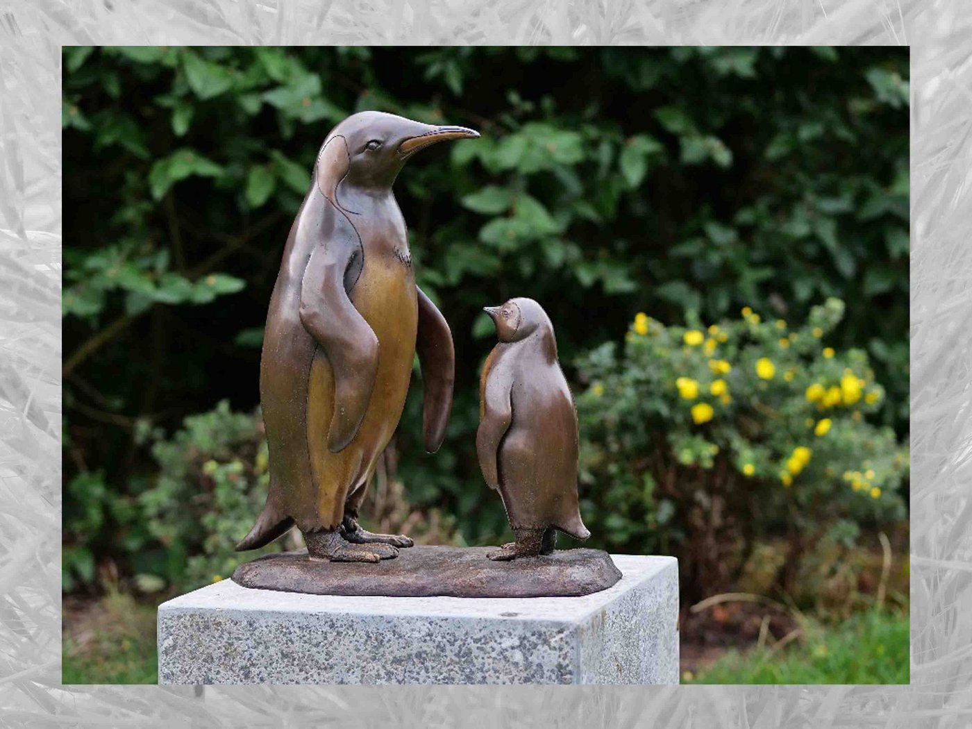 IDYL Gartenfigur IDYL Bronze-Skulptur Pinguin und Baby, Bronze von IDYL