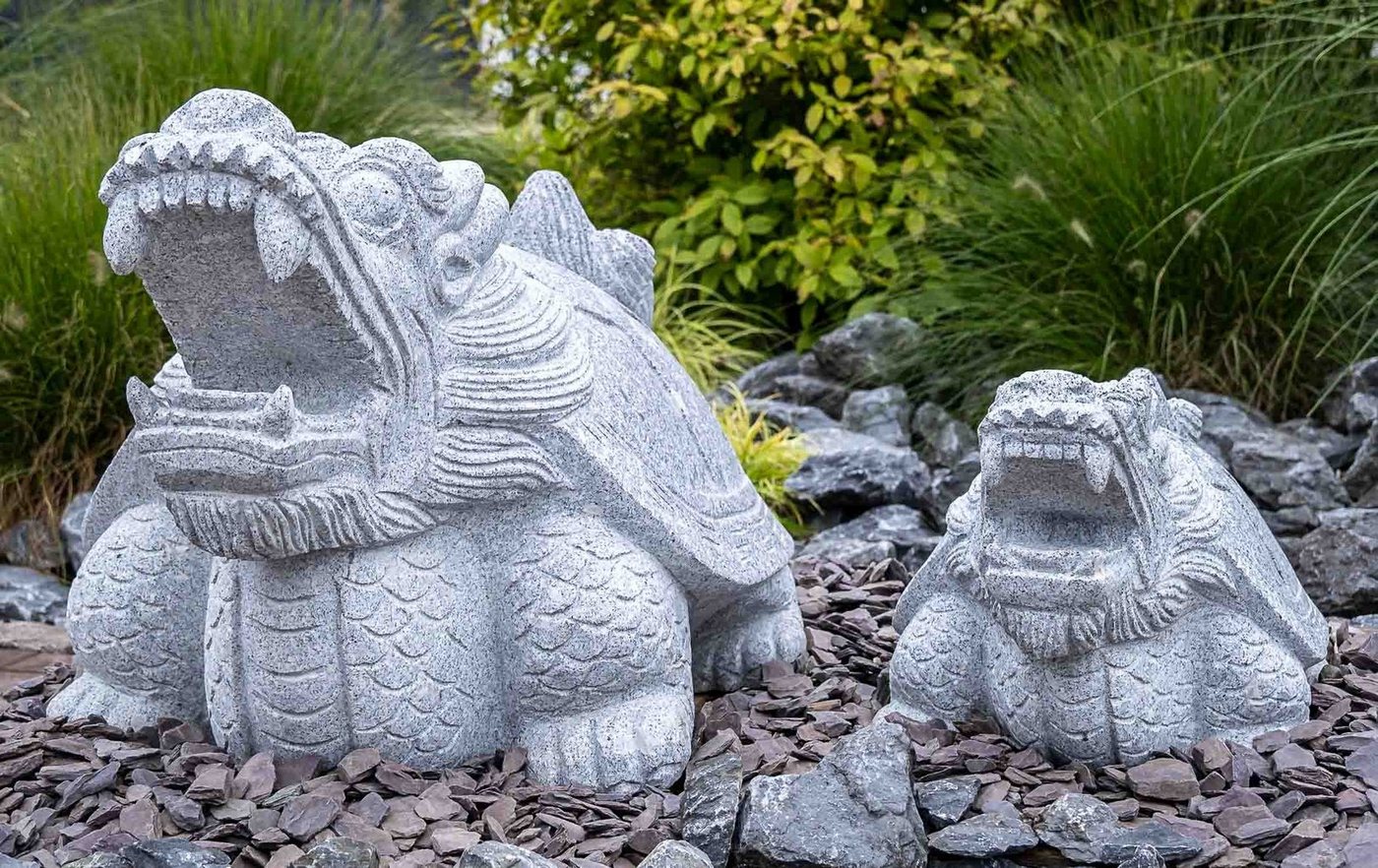 IDYL Gartenfigur IDYL Granit-Stein Tierfigur Drachenschildkröte, Granit – ein Naturprodukt – sehr robust – witterungsbeständig gegen Frost, Regen und UV-Strahlung. von IDYL