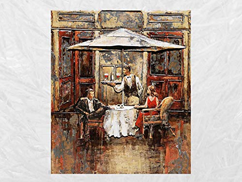 IDYL Metall-Bild mit 3D-Effekt | Moderne Kunst | Drink auf der Terrasse | 70 x 60 x 5 cm | Nr. 1124 von IDYL