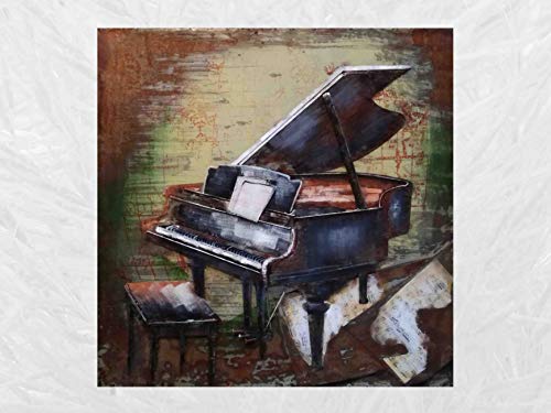 IDYL Metall-Bild mit 3D-Effekt | Moderne Kunst | Piano | Klavier | Flügel | Leise |100 x 100 x 7 cm | Nr. 1038 von IDYL