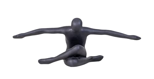 IDYL Moderne Skulptur Figur Sandsteinguss Flying Man | wetterfest | Farbe schwarz | Masse 53x19x20 cm | Dekorationfigur für jeden Wohnbereich, Balkon und Garten von IDYL