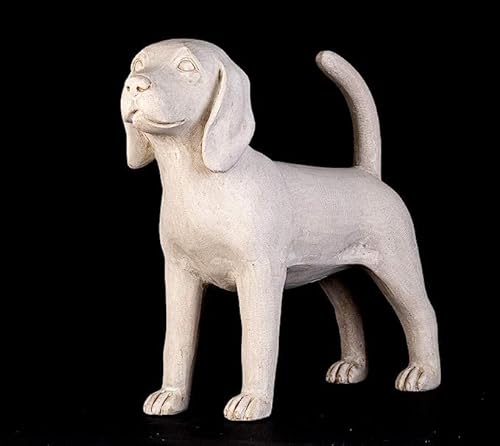 IDYL Moderne Skulptur Figur Sandsteinguss Hund Beagle | wetterfest | Farbe beige | Masse 54x17x48 cm | Dekorationfigur für jeden Wohnbereich, Balkon und Garten von IDYL