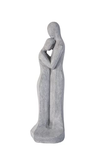 IDYL Moderne Skulptur Figur Sandsteinguss Liebespaar | wetterfest | grau | 15x14x45 cm | Dekoration für Wohnbereich und Garten von IDYL