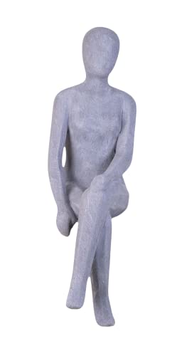 IDYL Moderne Skulptur Figur Sandsteinguss Sitting Women | wetterfest | Farbe grau | 13x15x50 cm | Dekorationsfigur für jeden Wohnbereich von IDYL