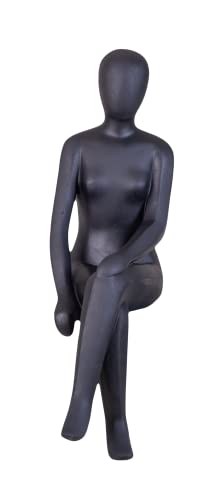 IDYL Moderne Skulptur Figur Sandsteinguss Sitting Women | wetterfest | Farbe schwarz | 13x15x50 cm | Dekorationsfigur für jeden Wohnbereich von IDYL