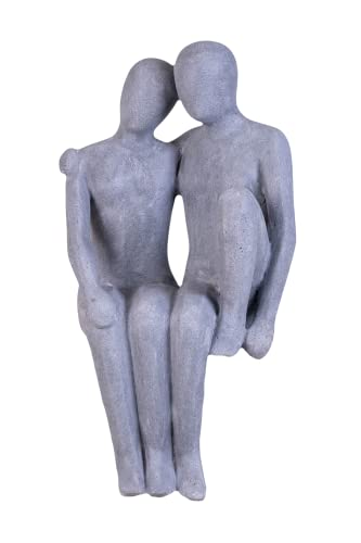 IDYL Moderne Skulptur Figur Sandsteinguss Sitzendes Liebespaar | wetterfest | grau | 29x27x55 cm | Dekorationsfigur für jeden Wohnbereich von IDYL