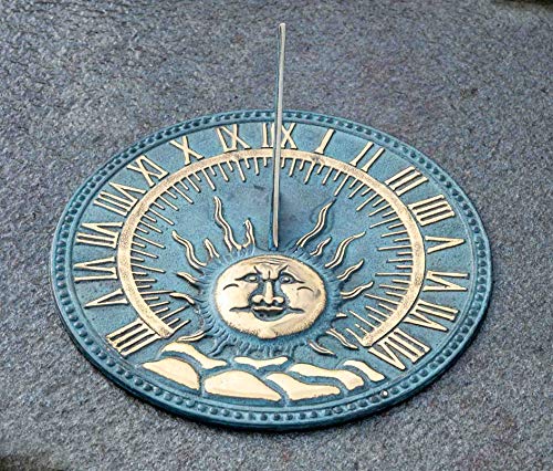 IDYL Outdoor Zeitmesser aus Bronze Flache Sonnenuhr - hochwertig und auffällig | Nr. 6302 | Maße: 26 x 26 x 9 cm von IDYL