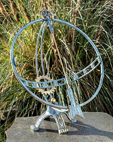 IDYL Outdoor Zeitmesser aus Bronze Große Sonnenuhr - hochwertig und auffällig | Nr. 1263 | Maße: 66 x 49 x 52 cm von IDYL