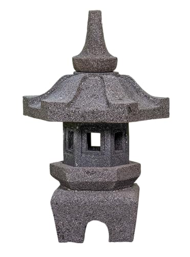 IDYL Stein-Laterne Lampe Yukimi aus Lavastein |frostfest |Höhe 50 cm | massives Naturprodukt | Dekorativ für Wohnraum/Winter-Garten/ Teelicht geeignet von IDYL