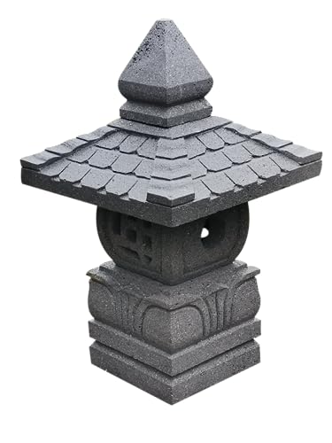 IDYL Stein-Laterne Lampe Yukimi aus Lavastein |frostfest |Höhe 50 cm | massives Naturprodukt | Dekorativ für Wohnraum/Winter-Garten/Teelicht geeignet von IDYL