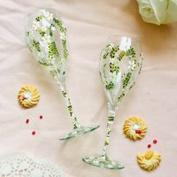 Handbemalt 2Er Set Weingläser Mit Jasminmuster - Einweihungsgeschenk Hochzeitsgeschenk Luxus-Upcycling Einzigartiges Geschenk von IDcreationsParis