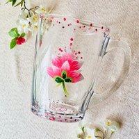 Handbemalt - Glasbecher Teetasse Aus Glas Kaffeetasse Handgemaltes Lotusblumenmuster Einzelstück von IDcreationsParis