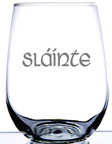 IE Laserware Irish Celtic Gaelic | Slainte Irish Toast Weinglas mit Lasergravur graviert, 425 ml, Weinglas ohne Stiel, einzigartiges Geschenk | Scottish Outlander Highlander-Fans von IE Laserware