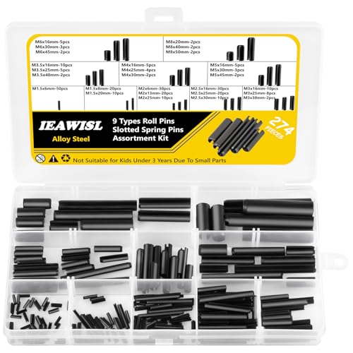 274 Stück Spannstift Hohlsplinte Sortiment Set, Hohl Federstifte, Hohlsplint Manganstahl Split Federdübel Spannstifte Sortiment Kit 9 Größen–M1.5 M2 M2.5 M3 M3.5 M4 M5 M6 M8 274 Stück Spannstift Hohlsplinte Sortiment Set, Hohl Federstifte, Hohlsplint Manganstahl Split Federdübel Spannstifte Sortiment Kit 9 Größen–M1.5 M2 M2.5 M3 M3.5 M4 M5 M6 M8 von IEAWISL