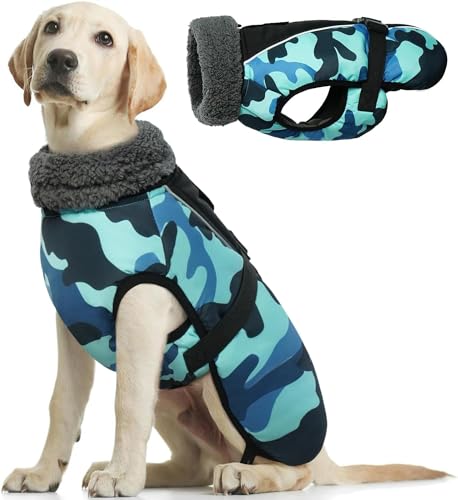 IECOii Hundemantel Winter,Warme Fleece Rollkragen Hundejacke,Wasserdicht Winterjacken Wintermäntel für Hunde,Reflektierend Verstellbar Kaltes Wetter Hundekleidung für Kleine Mittelgroße Grosse Hunde von IECOii