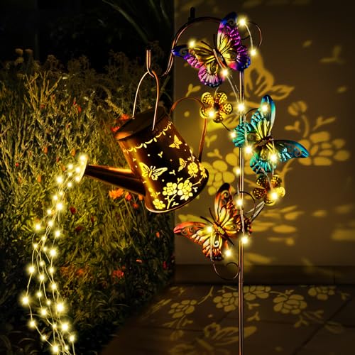 IEEILULU Solarlampen für Außen Garten, Schmetterling Solar Außenleuchten, Wasserdicht Schmetterling Garten Pfahl für Rasen, Garten, Terrasse Gehweg, Wege Rasenflächen Gartendeko (Warm) von IEEILULU