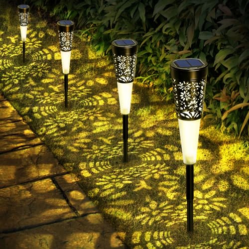 IEEILULU Solarlampen für Außen Garten, 4 Stück Solarleuchten für Außen, IP65 Wetterfest Solarleuchten, Warmweiß LED Solar Gartenleuchten, für Außen, Rasen, Terrasse, Garten, Wege von IEEILULU