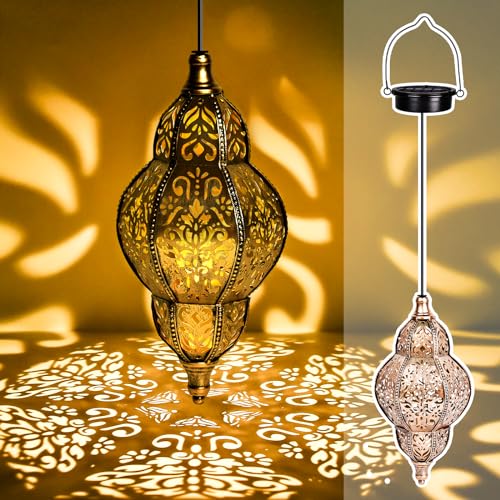 IEEILULU Solarlaterne für Außen, Orientalische Lampe Solar Außen, Solarlampen für Außen Hängend, Solarlaterne für Außen Winterfest, Marokkanische Garten Laterne für Garten Balkon Terrasse (B) von IEEILULU