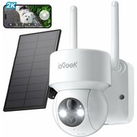 Iegeek - 2K Solar Überwachungskamera Aussen akku 355°/120° Pan Tilt solar Kamera wlan Outdoor mit LED-Licht Humanoiderkennung/PIR-Erkennung von IEGEEK