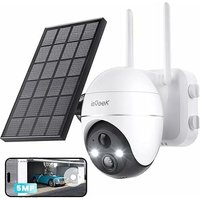 Iegeek - 5MP Überwachungskamera Aussen Akku, ptz Überwachungskamera Aussen wlan mit Solarpanel,PIR-Bewegungsmelder, Zwei-Wege-Audio,30M Farbige von IEGEEK