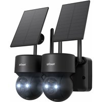 ieGeek 2Stk. 2K Solar Überwachungskamera Aussen akku Kamera WLAN Outdoor mit LED-Licht Humanoiderkennung/PIR-Erkennung 2-Wege-Audio ,PTZ 355°/120° von IEGEEK