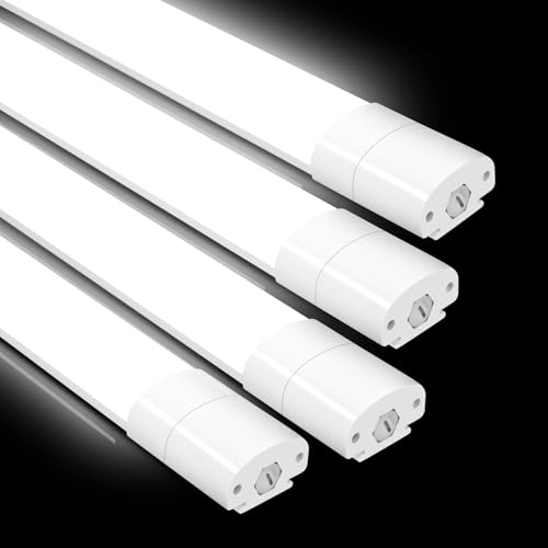 4er LED Feuchtraumleuchte 150CM, Deckenleuchte LED Röhre 45W 5000LM, IP65 Kellerleuchte, Wasserfest Feuchtraumlampe Wannenleuchte für Keller Werkstatt Garage Küche Bad Büro, Neutralweiß,4000K von IEGLED